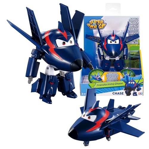 Super Wings - 5' Transforming Agent Chase Airplane Toys Action Figure | Plane to Robot | Fun Toy Plane Vehicle for 3 4 5 year old Boys and Girls | Preschool Kids Birthday Gift for Pretend Play , Blue