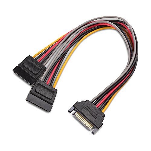 Cable Matters 3-Pack 15 Pin SATA Power Splitter Cable 8 Inches, SATA Power Y-Splitter Cable, SATA Splitter