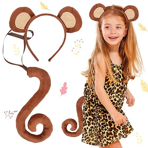 JeVenis Monkey Costume Kids Monkey Ears Monkey Headband Tail Monkey Costume Accessories Dress up Costume