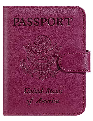 Passport Holder Cover Wallet RFID Blocking Leather Card Case Travel Accessories for Women Men (Purple)