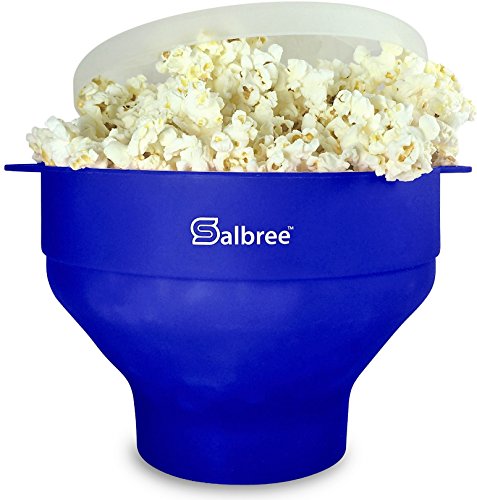 The Original Salbree Microwave Popcorn Popper, Silicone Popcorn Maker, Collapsible Microwavable Bowl - Hot Air Popper - No Oil Required - The Most Colors Available (Blue)