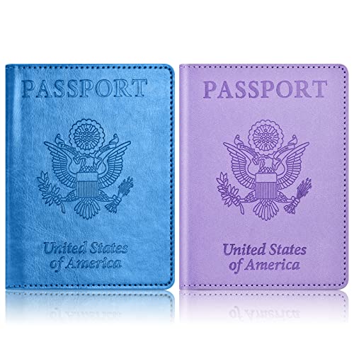 Eoehro 2Pack Passport Holder Wallet Cover Case, Travel Essentials for Women and Men