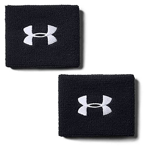 Under Armour Men's 3' Performance Wristband - 2-Pack, Black (001)/White, One Size Fits All