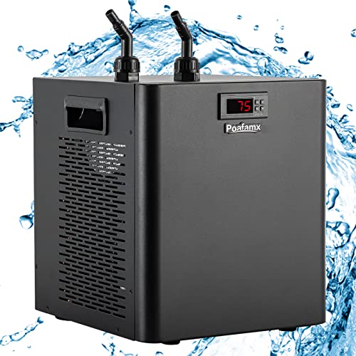 Poafamx Aquarium Chiller 79Gal 1/3 HP Water Chiller for Hydroponics System Home Use Axolotl Fish Coral Shrimp 110V with Pump and Pipe Black