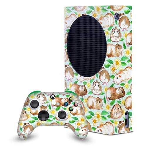 Head Case Designs Officially Licensed Micklyn Le Feuvre Guinea Pigs and Daisies in Watercolour On Mint Art Mix Game Console Wrap and Game Controller Skin Bundle Compatible with Xbox Series S