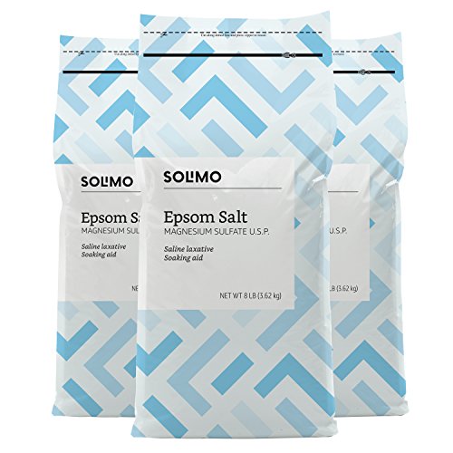 Amazon Brand - Solimo Epsom Salt Soak, Magnesium Sulfate USP, Unscented, 8 pound (Pack of 3)