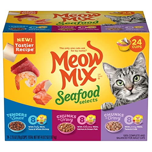 Meow Mix Seafood Selects Wet Cat Food Variety Pack, 2.75 Ounce (Pack of 24)