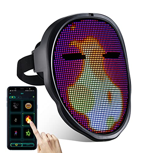 brookhaus Led Mask with Programmable, Bluetooth App Controlled Halloween Mask, Luminous Mask for Adults, Light up Mask Costumes Party