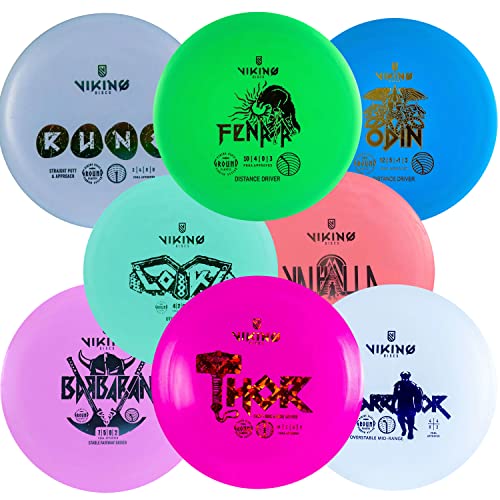 Viking Discs Original Disc Golf Set - 8 Frisbee Discs for Any Distance, PDGA Approved - Putter, Mid-Range, Fairway Driver, Distance Driver – Frisbee Golf Discs Set for Beginners and Professionals