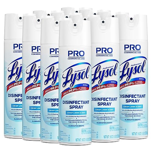 Professional Lysol Disinfectant Spray, Crisp Linen, 228oz (12X19oz)