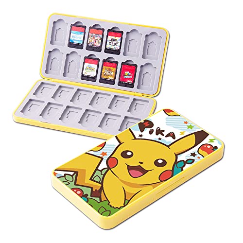 PERFECTSIGHT 24 Switch Game Card Case for Nintendo Switch Lite/ OLED, Cute 24 Game Holder Cartridge Case for Game Cards and SD Cards, Kawaii Portable Compact Storage Case Box, Pika