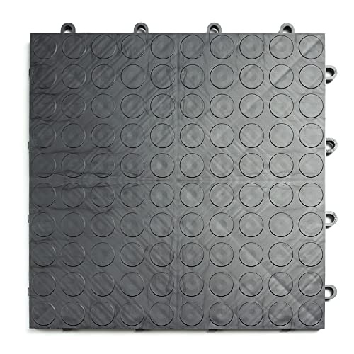 Big Floors GarageDeck Coin Pattern, Durable Copolymer Interlocking Modular Non-Slip Garage Flooring Tile (48 Pack), Graphite