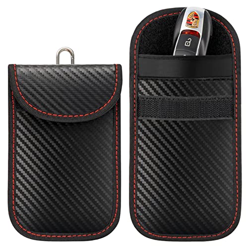 Tuulin 2 Pack Faraday Key Fob Protector, RFID Key Fob Protector Pouch, Faraday Bag Anti-Theft RFID Blocking EMF Cage for Keyless Car Key