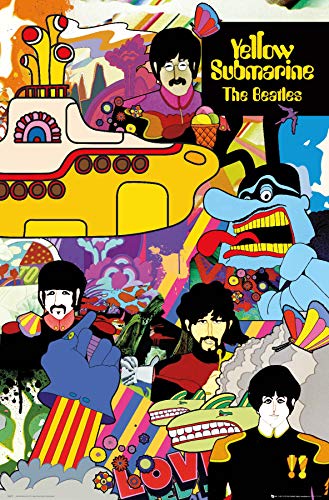Trends International 24X36 The Beatles - Submarine Collage Wall Poster, 24' x 36', Premium Unframed Version