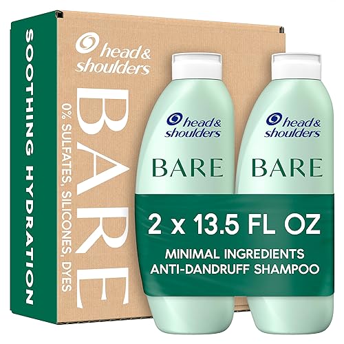 Head & Shoulders BARE Dandruff Shampoo, Sulfate Free Minimal Ingredients Anti Dandruff Shampoo, Soothing Hydration, Ecobottles with Less Plastic, Safe for All Hair Types, 13.5 fl oz each, Twin Pack