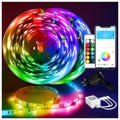 DAYBETTER Led Strip Lights 100ft Smart with App Remote Control, 5050 RGB for Bedroom, Living Room, Home Decoration, Music Sync Color Changing for Room Party(2 Rolls of 50ft)