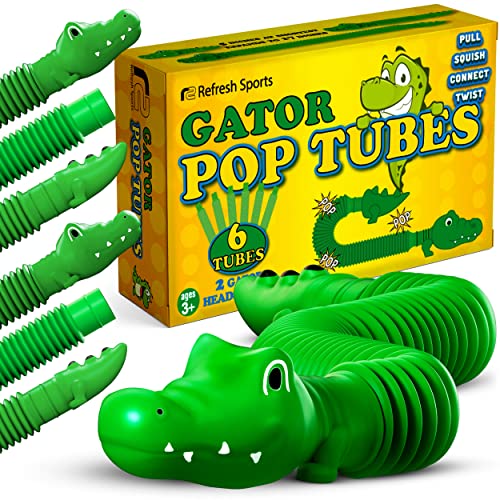 Pop Tubes Gator Pop Tube - Sensory Tubes Fidget Toy - Fun Alligator Toys for Toddlers & Kids All Ages - Best Fidgets Popping Fidget Tubes Pop Toys for Boys & Girls - Mini Pop It Pack Party Favor Gifts