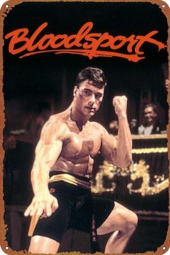Bloodsport Metal Tin Sign Garage Sign Wall Decoration Old Car Shop Movie Poster Oil Station Sign 8 × 12 inches