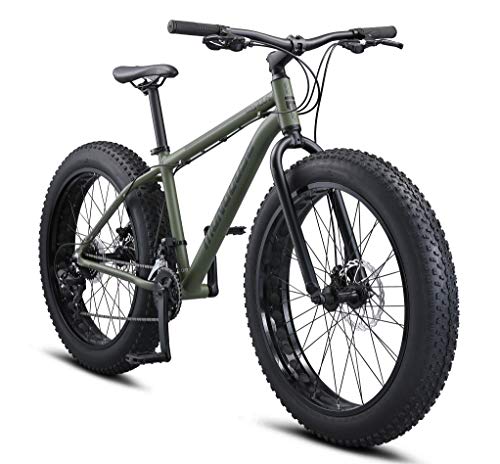 Mongoose Argus Trail Fat Tire Mountain Bike for Adult Men Women, 26-Inch Wheels, Mechanical Disc Brakes, 17-Inch Medium Aluminum Hardtail Frame, 16-Speed, Green
