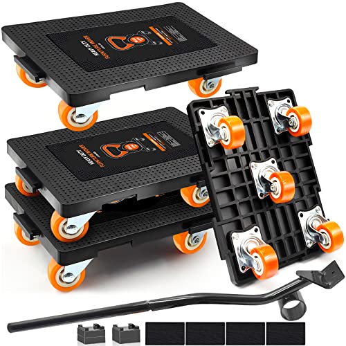 Furniture Lifter Movers Tool Set, 360° Rotation Furniture Dolly Heavy Duty, Furniture Movers with 5 Wheels, Maximum Load 1200 Lbs, for Moving Heavy Furniture, Refrigerator, Sofa (4 Pack)