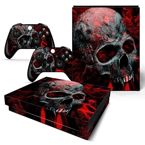 Mcbazel Pattern Series Vinyl Decal Protective Skin Cover Sticker for Xbox One X Console & Controller (NOT Xbox One/Xbox One Elite/Xbox One S) - Red Skull