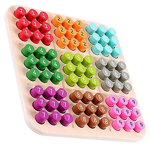 NOLITOY 1 Set Logical Thinking Toy Wooden Color Sudoku Math Brain Teaser Number Thinking Tiles Kids Sudoku Game Math Educational Game Sudoku Board Game Child Puzzle Pegboard Lotus Tree
