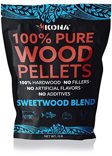 Kona Sweetwood Blend Smoker Pellets, Intended for Ninja Woodfire Outdoor Grill, 2 lb Resealable Bag
