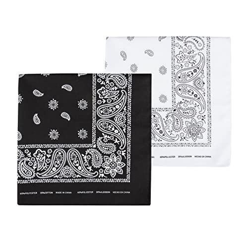 Levi's Mens 100% Cotton Multi-purpose Bandana Gift Sets – Headband, Wrap, Protective Coverage, Black/White, Pack 2 US
