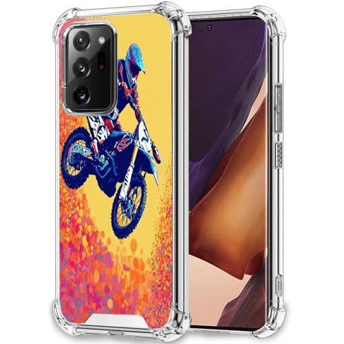 SHENCANG BLUE Clear Case for Samsung Galaxy Note 20 5G Note 20 Ultra 5G Note 10 Note 10+ Note 8 Note 9 Motocross Bike Art-aa87 Four Corners Reinforced