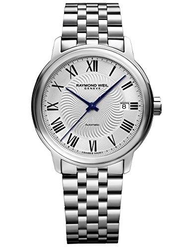 Raymond Weil Men's Maestro Swiss-Automatic Watch with Stainless-Steel Strap, Silver, 20 (Model: 2237-ST-00659)