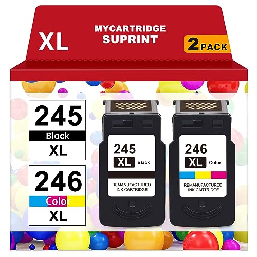 myCartridge SUPRINT 245XL 246XL Combo Pack Ink Cartridge Replacement for Canon 245XL 246XL PG-245 CL-246 for Pixma TS3122 MG2522 TS3322 TR4520 Printer 245 246