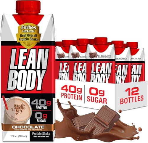 Lean Body Ready-to-Drink Chocolate Protein Shake, 40g Protein, Whey Blend, 0 Sugar, Gluten Free, 22 Vitamins & Minerals, LABRADA, 17 Fl Oz (Pack of 12)