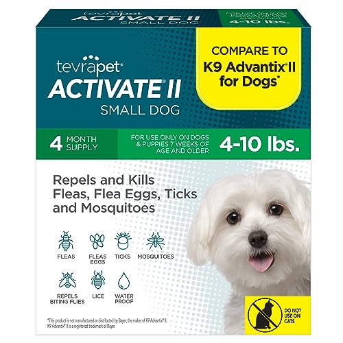 Activate II Flea and Tick Prevention for Dogs | 4 Count | Small Dogs 4-10 lbs | Topical Drops | 4 Months Flea Treatment