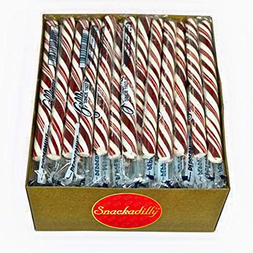Peppermint Candy Sticks - Box Of 80 Candy Sticks Individually Wrapped - Carefully Packaged By Snackadilly