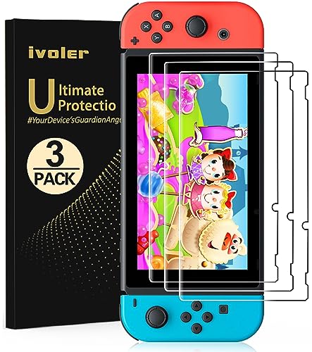 ivoler 3-Pack Screen Protector Tempered Glass for Nintendo Switch 6.2'', Transparent HD Clear Anti-Scratch Screen Protector Compatible Nintendo Switch 6.2''