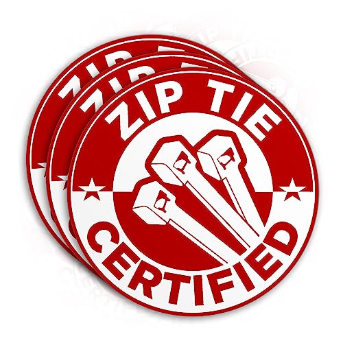 (3Pcs) Zip Tie Certified Sticker Funny Technician Mechanic Electrician Construction 2' Hard Hat Sticker Die-Cut Vinyl Sticker for Water Bottle Tumbler Phone Case Laptop Cars Decal Gifts 2 Inch
