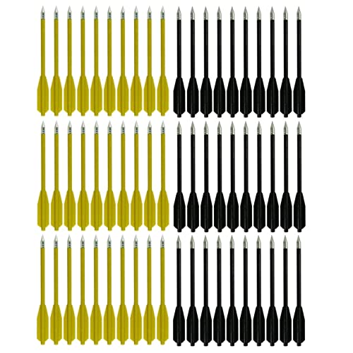SPEED TRACK 60PCS Yellow and Black 6.25 Inch 50-80LB Mini Archery Crossbow Bolts Set with Sharp Metal Tip, Reusable Durable Arrow Dart For Shooting Target Practice, Small Hunting Game, Outdoor Fishing