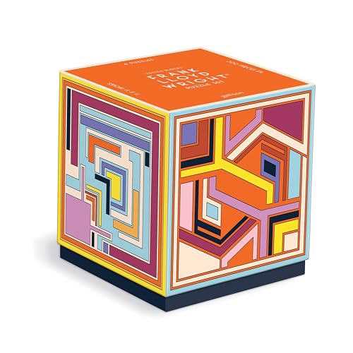 Galison Frank Lloyd Wright Textile – 4 200-Piece Puzzles Block Set with Iconic Geometric Illustrations for Coffee Table Amusement and Décor