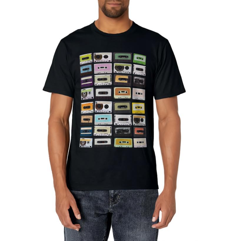 Cassette Tapes Mixtapes 1980s Radio Music Graphic Print T-Shirt