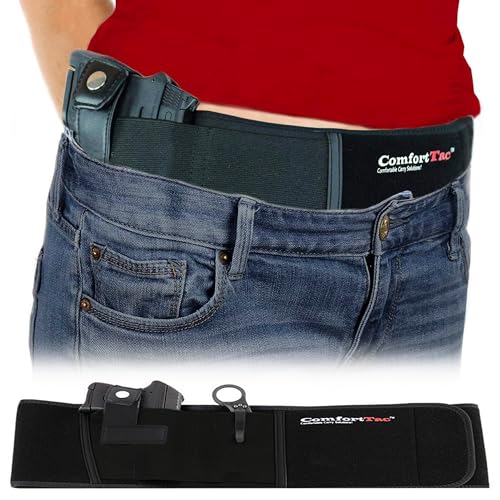 Belly Band Gun Holsters by ComfortTac, Belly Band Pistol Holster for Men & Women by, Belt Fits Smith and Wesson, Ruger, Shield, Glock - Firearm Accessories for Most Pistols and Revolvers