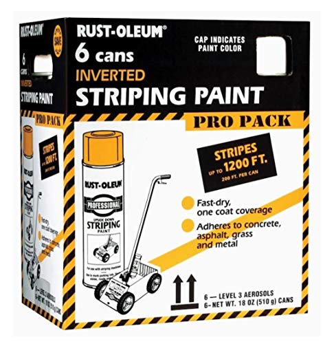 Rust-Oleum P2593849 Professional Striping Spray Paint Contractor Pack, 18 oz, White,(Pack of 6)