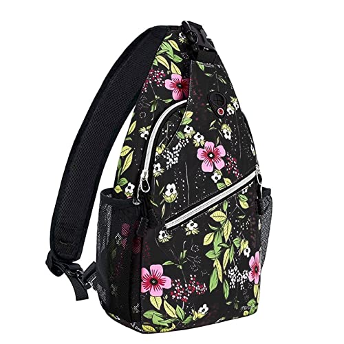 MOSISO Mini Sling Backpack,Small Hiking Daypack Periwinkle Travel Outdoor Sports Bag, Black