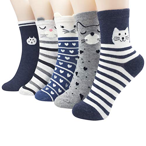 IIG 3-6 Pairs Womens Cute Animal Patterned Funny Novelty Cotton Crew Socks (Multicolour03)