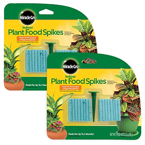 Miracle-Gro Indoor Plant Food Spikes, Includes 48 Spikes - Continuous Feeding for all Flowering and Foliage Houseplants - NPK 6-12-6