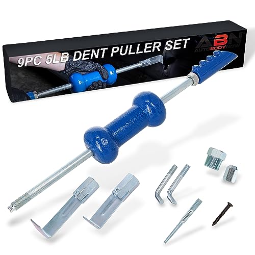 ABN Auto Slide Hammer 9-Piece Set, 5lb Pound – Puller Kit for Small Hail Dent Removal on Car Body