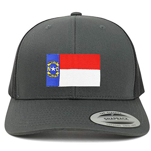 Armycrew Oversize XXL New North Carolina State Flag Patch Retro Trucker Mesh Cap - Charcoal
