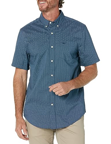 Dockers Men's Classic Fit Short Sleeve Signature Comfort Flex Shirt (Standard and Big & Tall), Ocean Blue-Searcy Print, X-Large