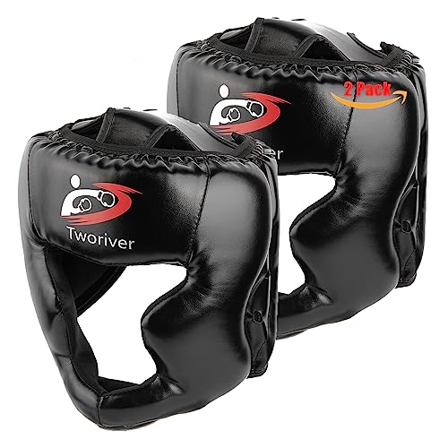 2 Pack Boxing Headgear, One Size Fits All Boxing Head Guard Sparring Headgear for Boxing Helmet, MMA and Kickboxing Trainees Safety Head Guard for Men Kids (Black)