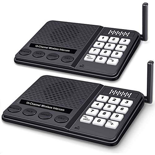 Intercoms Wireless for Home - 10 Channel 3 Privacy Code Wireless Intercom System for Home House Business Office - GLCONN 1.1 Mile Range Room to Room Intercom Communication System - 2 Pack