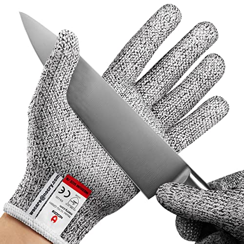 NoCry Cut Resistant Gloves with Grip Dots - High Performance Level 5 Protection, Food Grade. Size Small, Complimentary Ebook Included!